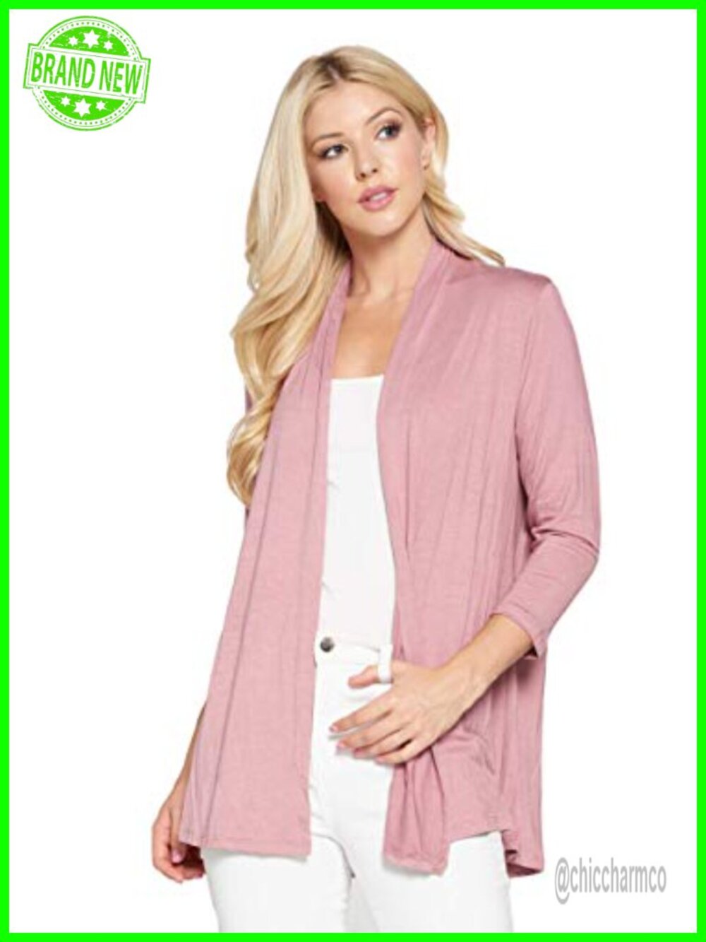 Womens 3/4 Sleeve Viscose Made from Bamboo Open Front Cardigan